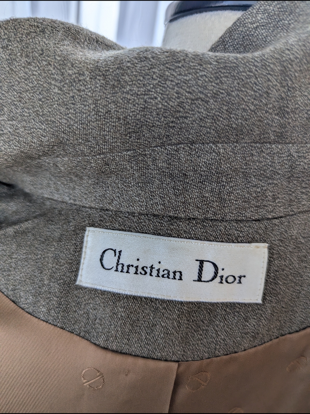 Vintage Christian Dior Gray-Tone Wool-Blend Coat